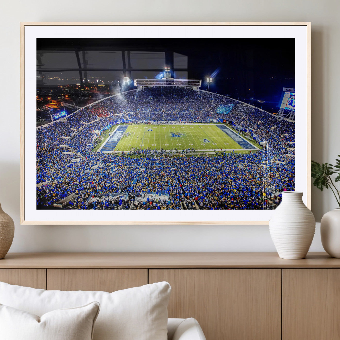MGC-FP-36x24 - University of Memphis Tigers Football Team Print - Memphis Simmons Bank Liberty Stadium Wall Art