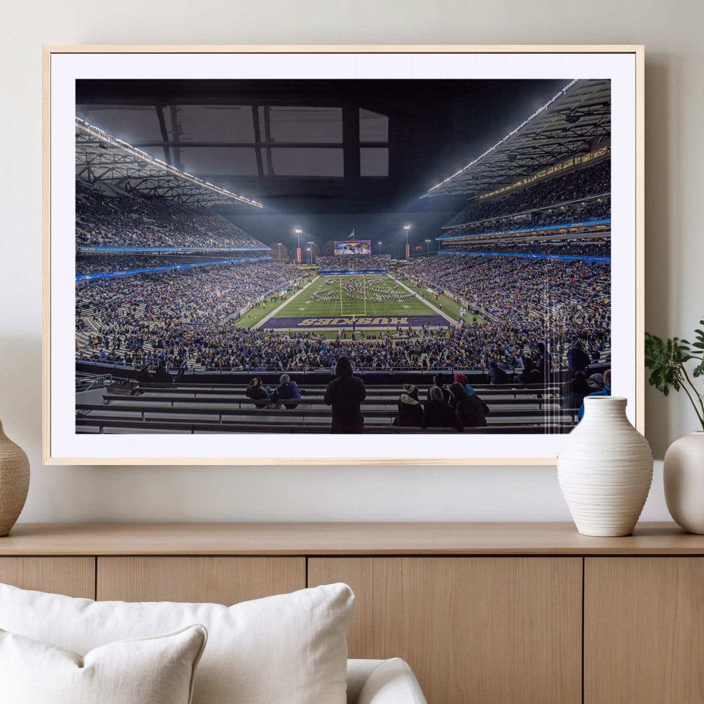 MGC-FP-36x24 - The University of Washington Huskies Football Team Print - Seattle Husky Stadium Wall Art Canvas