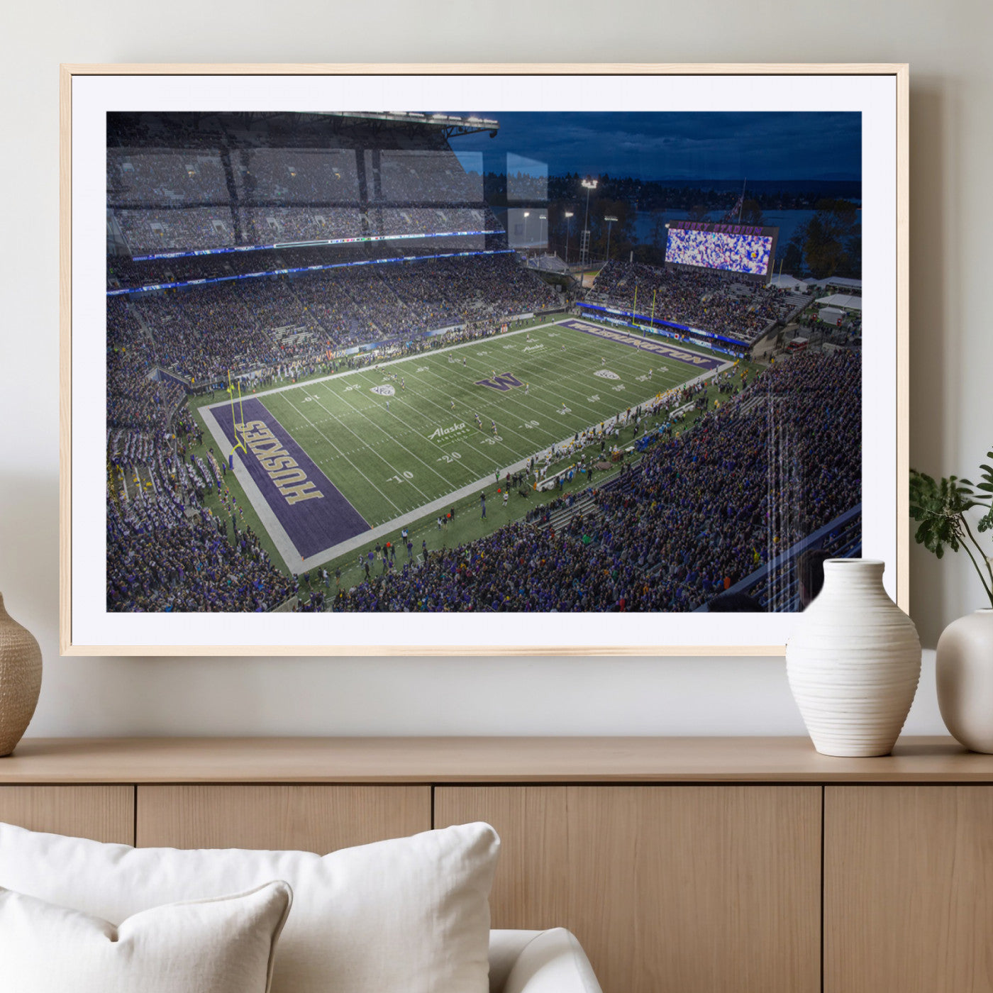 MGC-FP-36x24 - The University of Washington Huskies Football Team Print - Seattle Husky Stadium Wall Art Canvas