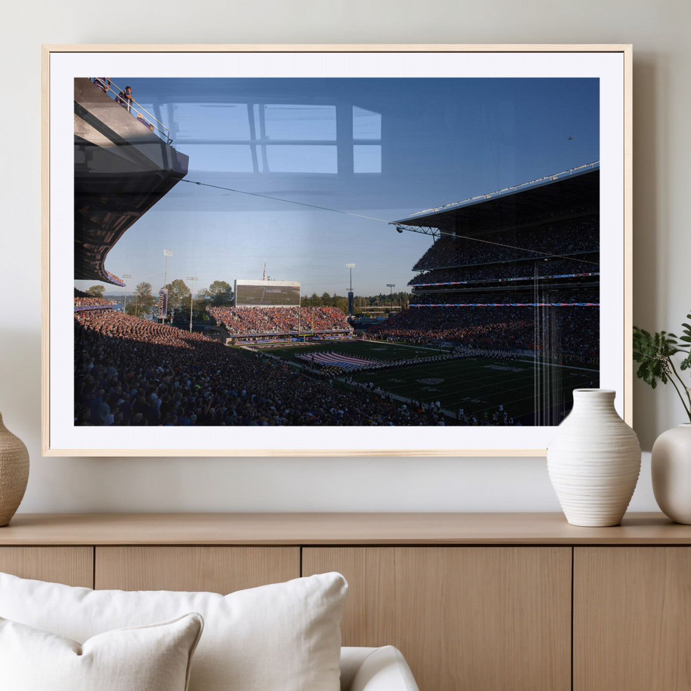 MGC-FP-36x24 - The University of Washington Huskies Football Team Print - Seattle Husky Stadium Wall Art Canvas