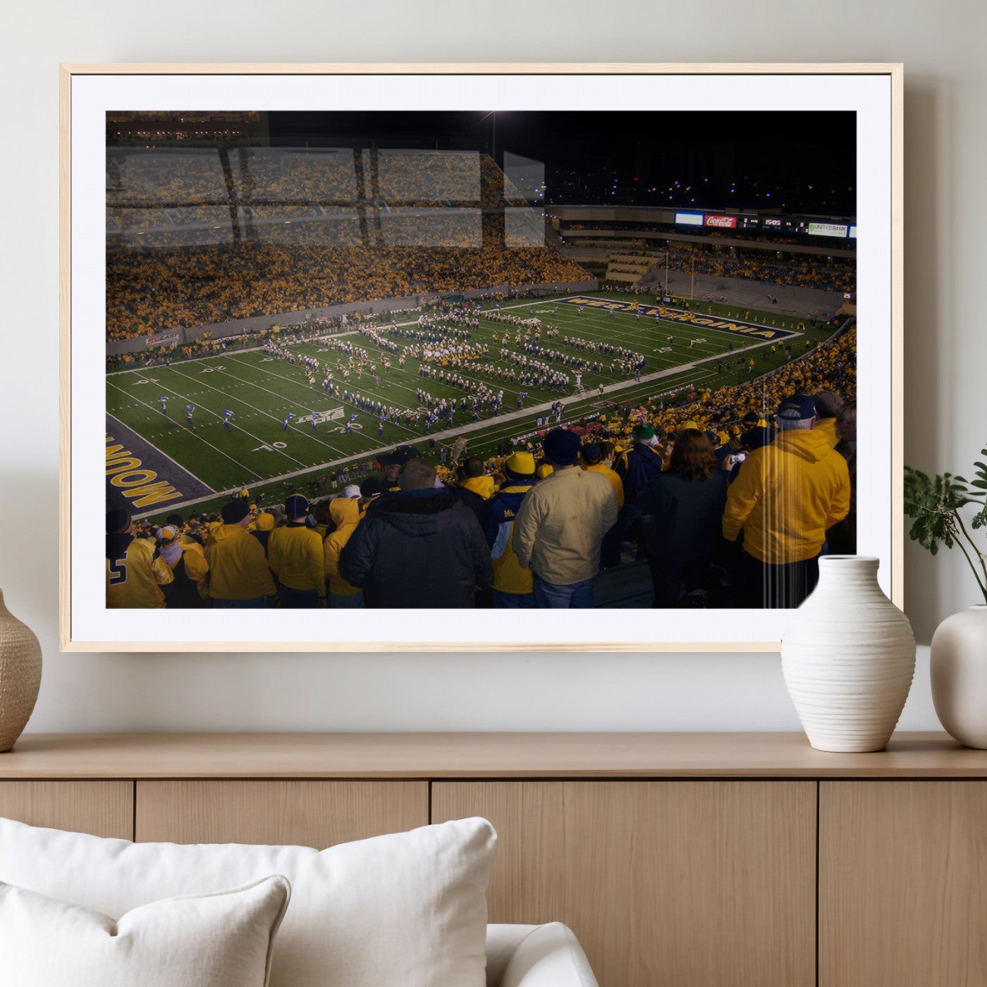 MGC-FP-36x24 - West Virginia Uni Mountaineers Football Team Print - Milan Puskar Stadium Canvas Print Wall Art,