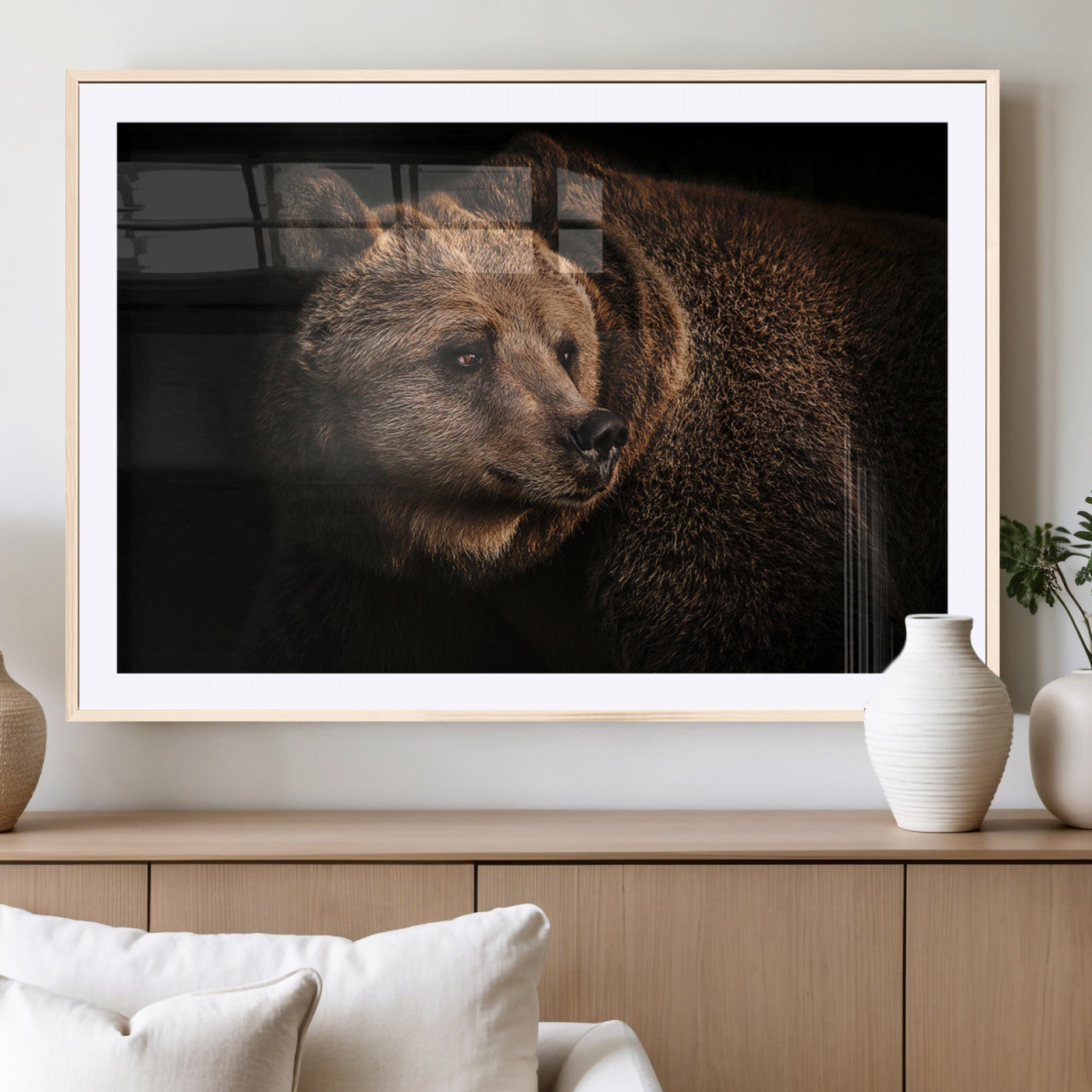 MGC-FP-36x24 - Wild Grizzly 399 Bear Canvas Wall Art Print, Bear Animal Canvas Artwork Print, Black Bear Wall Art