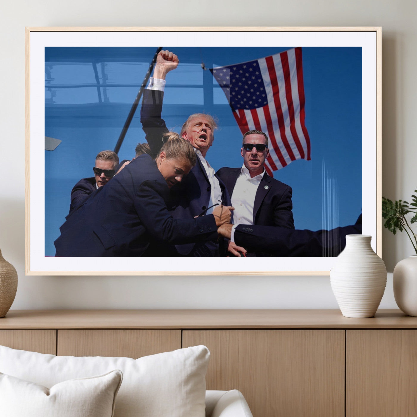 MGC-FP-36x24 - Donald Trump Assassination Attempt Wall Art Print, Trump Historic Footage - Iconic Reaction by Trump