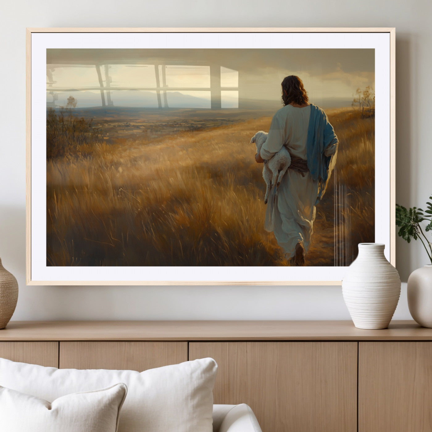MGC-FP-36x24 - Jesus the Good Shepherd Wall Art Canvas Print - Inspirational Christian Religious Print for Prayer