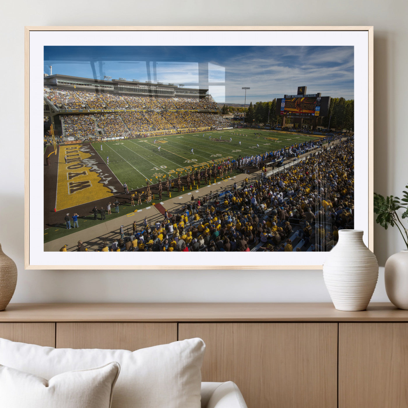 MGC-FP-36x24 - University of Wyoming Cowboys Football Team Print - Laramie Jonah Field War Memorial Stadium Wall
