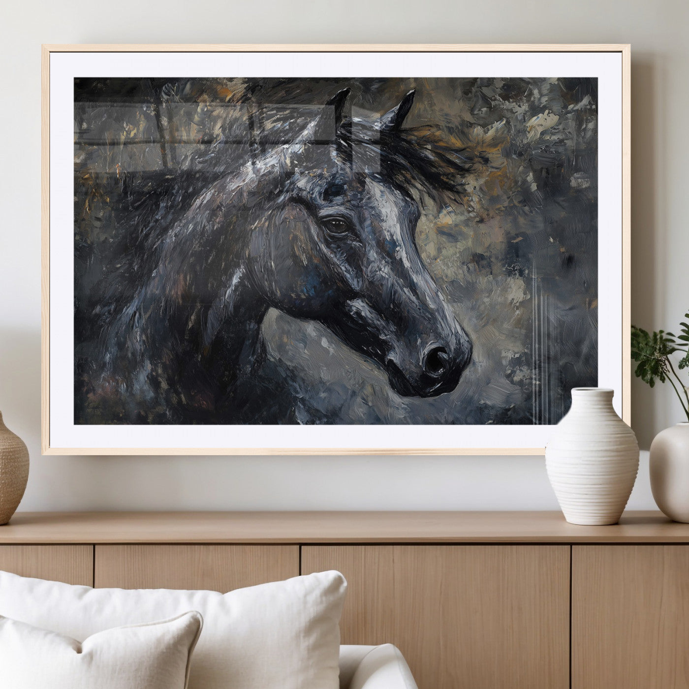 MGC-FP-36x24 - Large Abstract Horse Wall Art Canvas Print | Farmhouse Wall Decor | Rustic Horse Art | Western Cabin