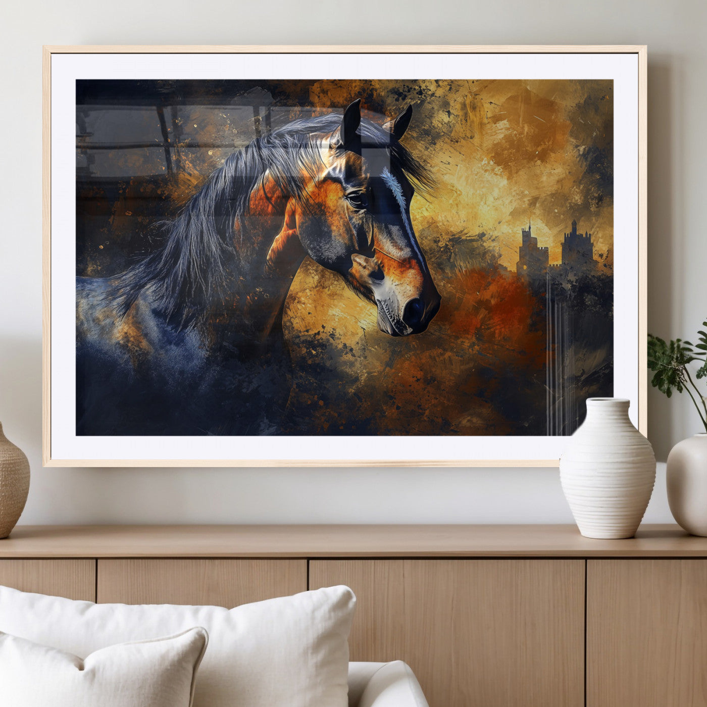 MGC-FP-36x24 - Abstract Horse Art Print - Abstract Canvas Wall Art | Perfect for Rustic Farmhouse, Modern, or