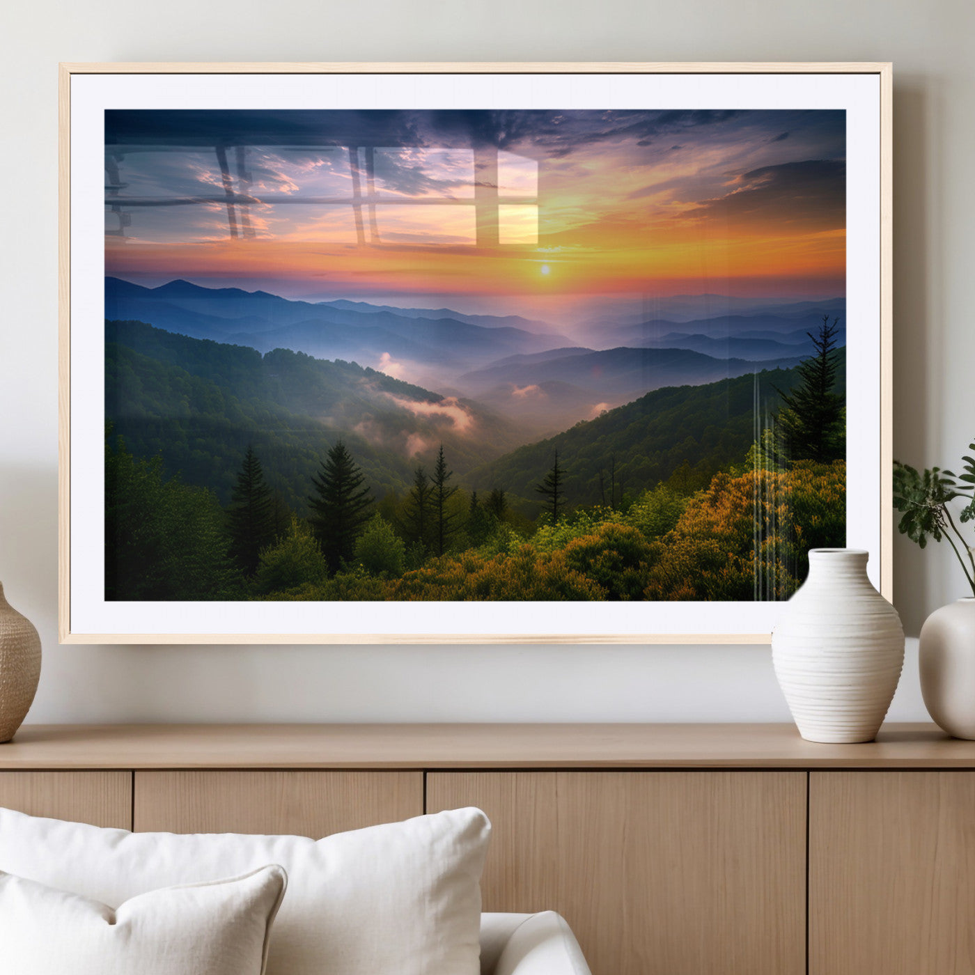 MGC-FP-36x24 - Majestic Mountain Sunrise Print | Landscape Wall Art | Canvas Print Ready to Hang | Farmhouse Wall
