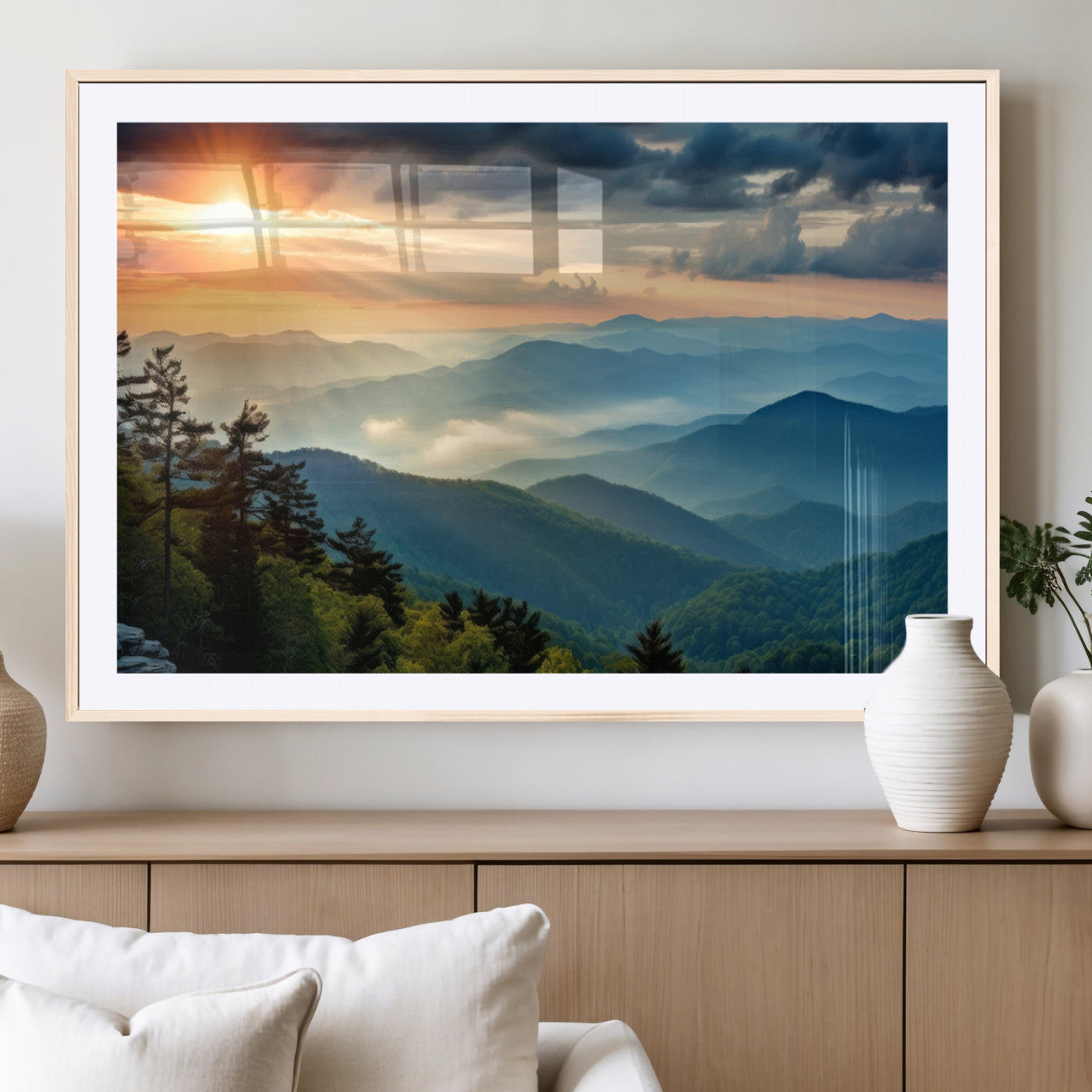 MGC-FP-36x24 - Sunrise Over Mountain Range Wall Art Canvas Print, Farmhouse Wall Decor, Cabin Wall Art