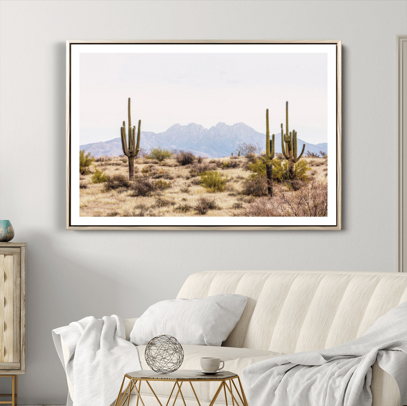 97436-MGV-CV-36X24-Arizona Desert Wall Art Print | Arizona Desert Canvas Print with Saguaro Cacti | Southwestern Landscape Wall Art | Framed Farmhouse Decor