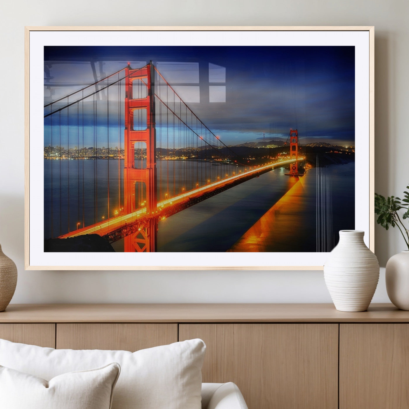 MGC-FP-36x24 - Large Wall Art San Francisco Canvas Print - Wonderful Golden Gate Bridge at Twilight