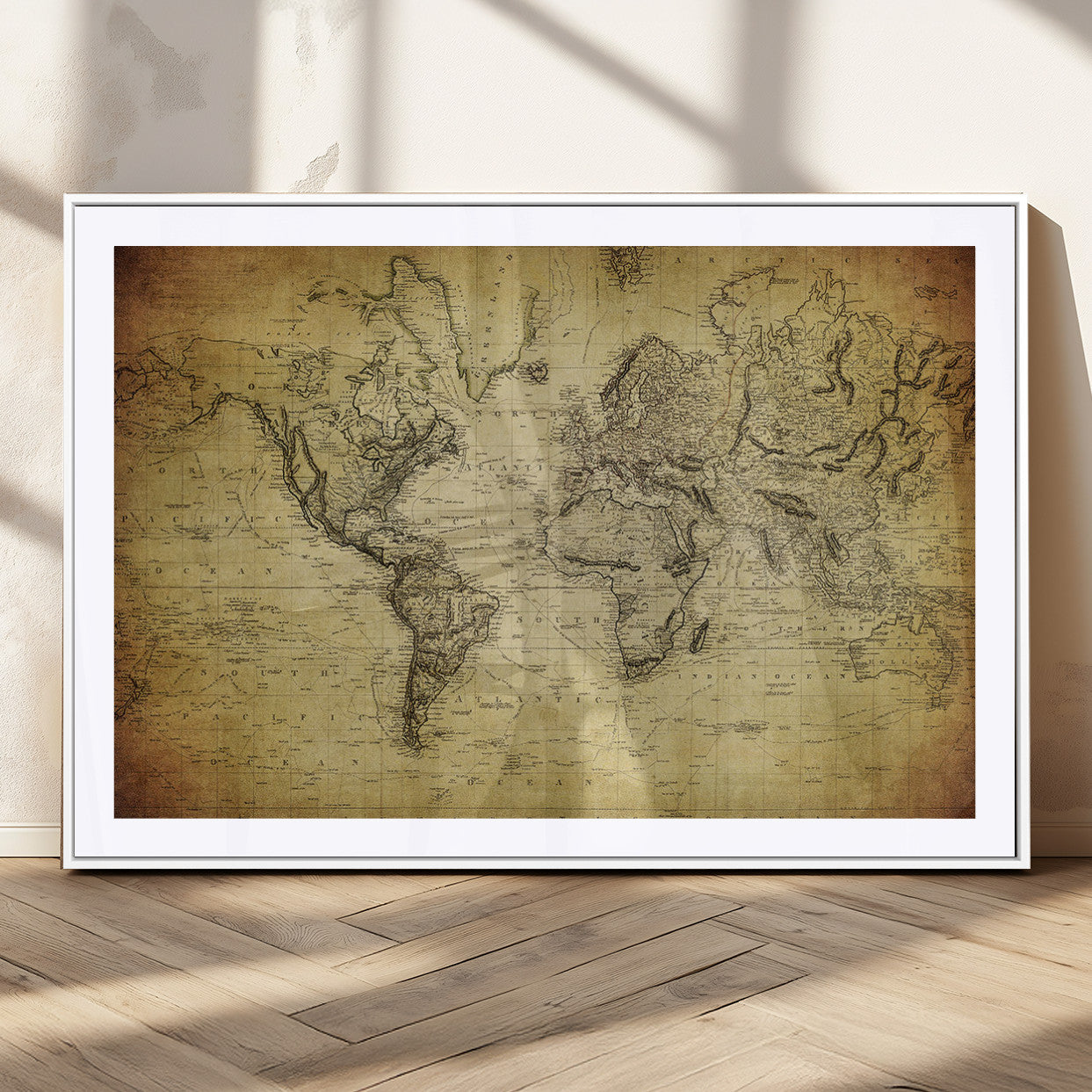 MGC-FP-36x24 - Push Pin World Map Canvas Print – Framed Wall Art for Couples to Track Their Travels – Anniversary