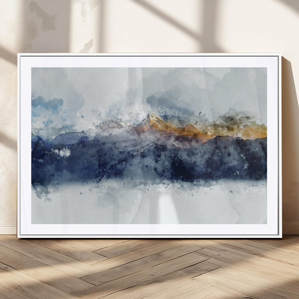 89149-MGC-FP-36x24_White-Abstract Mountain Range Art Canvas Print | 3 Panel Watercolor Landscape for Living Room, Office, or Bedroom | Large Ready-to-Hang Artwork