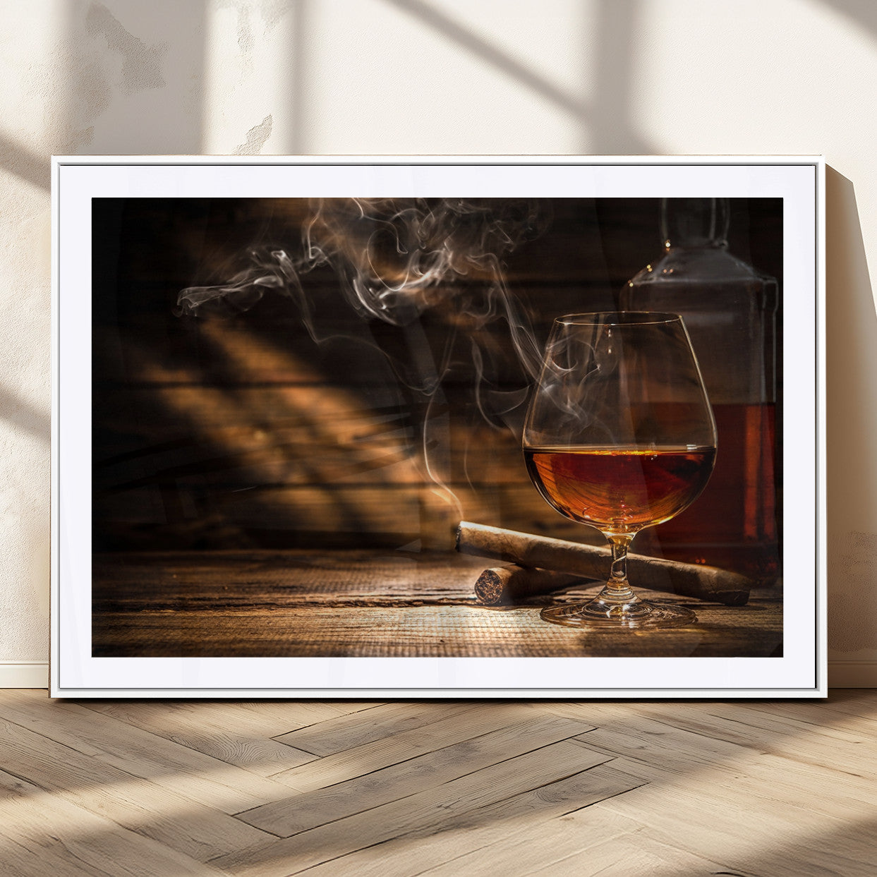 MGC-FP-36x24 - Whiskey and Cigar Wall Art Canvas Print