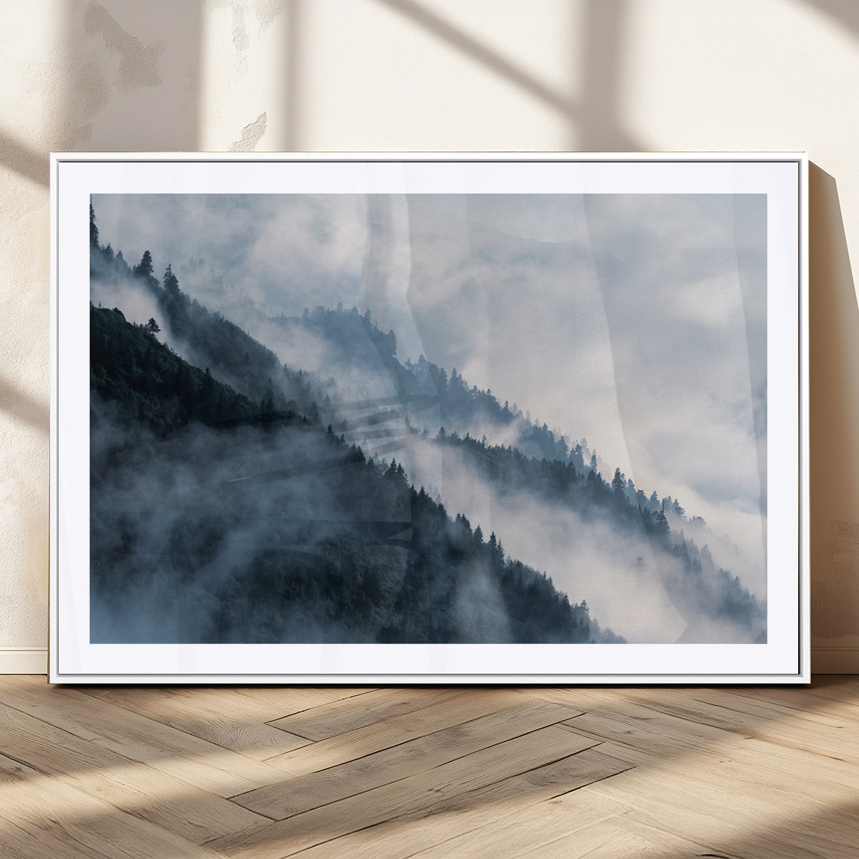 MGC-FP-36x24 - Foggy Forest Wall Art Canvas Print – Misty Mountain Landscape Decor – Ready to Hang Nature-Inspired