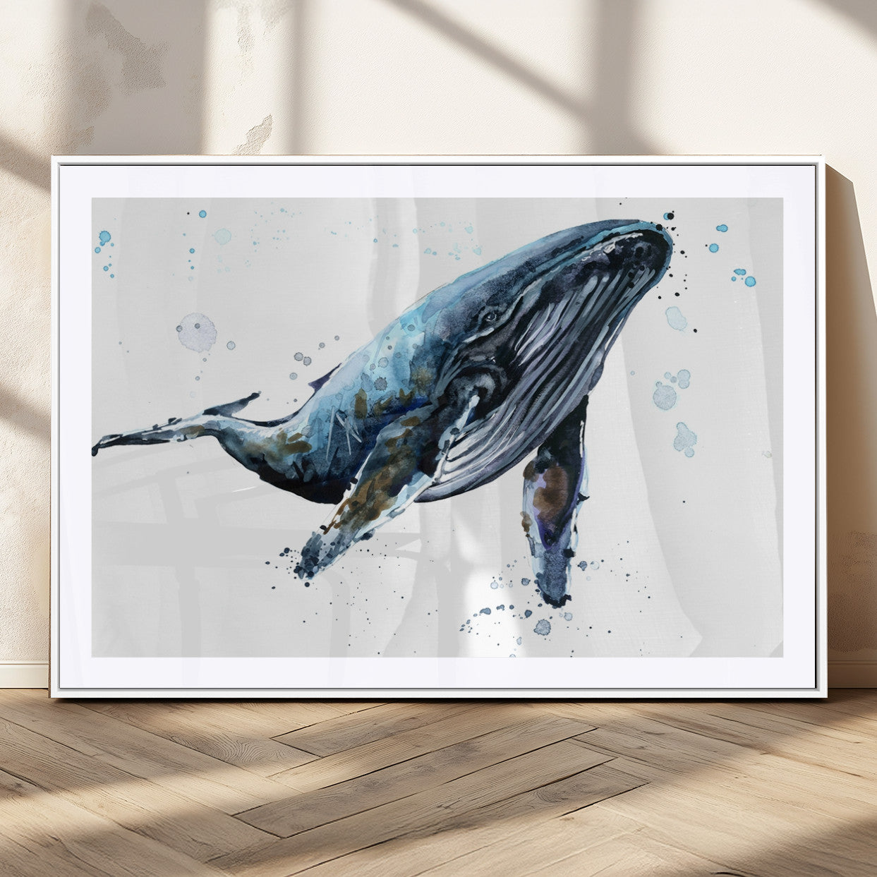 MGC-FP-36x24 - Watercolor Whale Wall Art Canvas Print