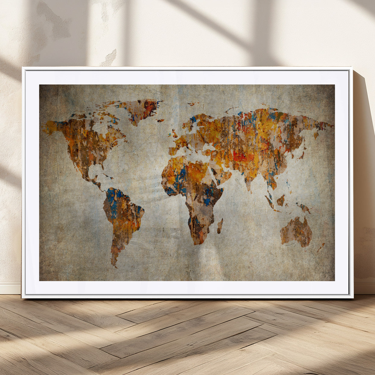 MGC-FP-36x24 - Push Pin World Map Canvas Print – Framed Wall Art for Couples to Track Their Travels – Anniversary