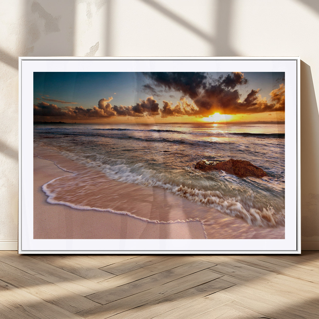 MGC-FP-36x24 - Sunset on Ocean Wall Art Canvas Print