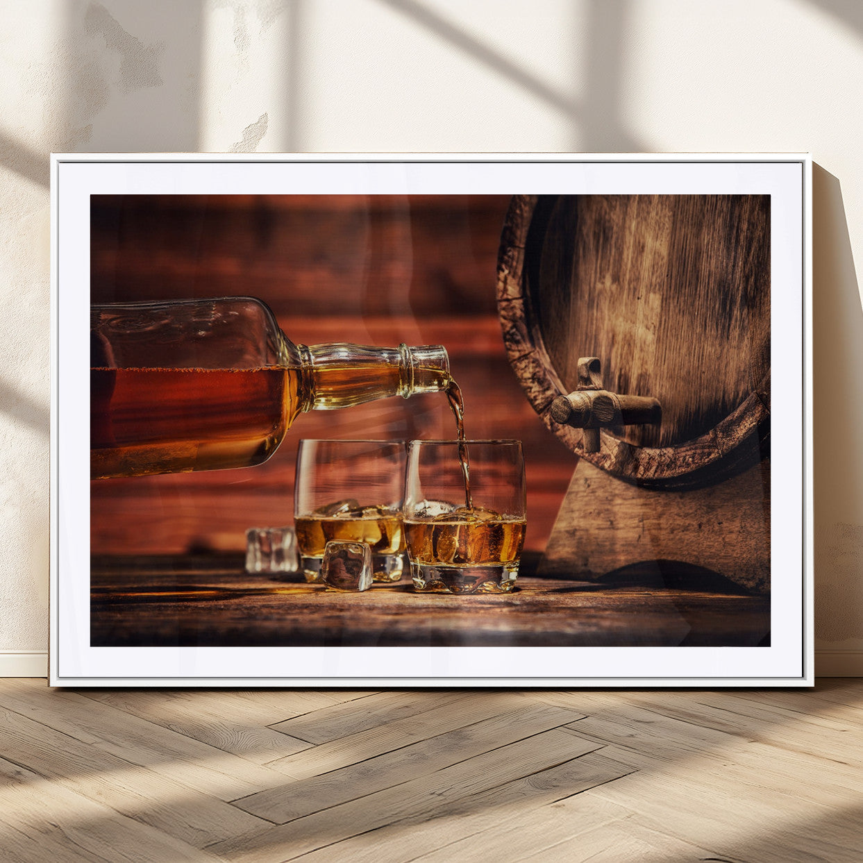 MGC-FP-36x24 - Whiskey and Cigar Canvas Wall Art | 3 Panel Bar Room Decor for Home Lounge, Office, or Man Cave |