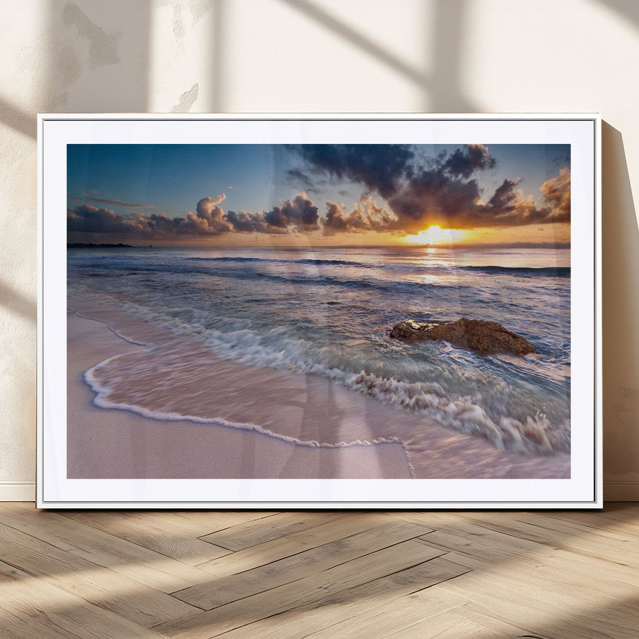 94906-MGC-FP-36x24_White-Sea Ocean Sunset Beach Wall Art Canvas Print