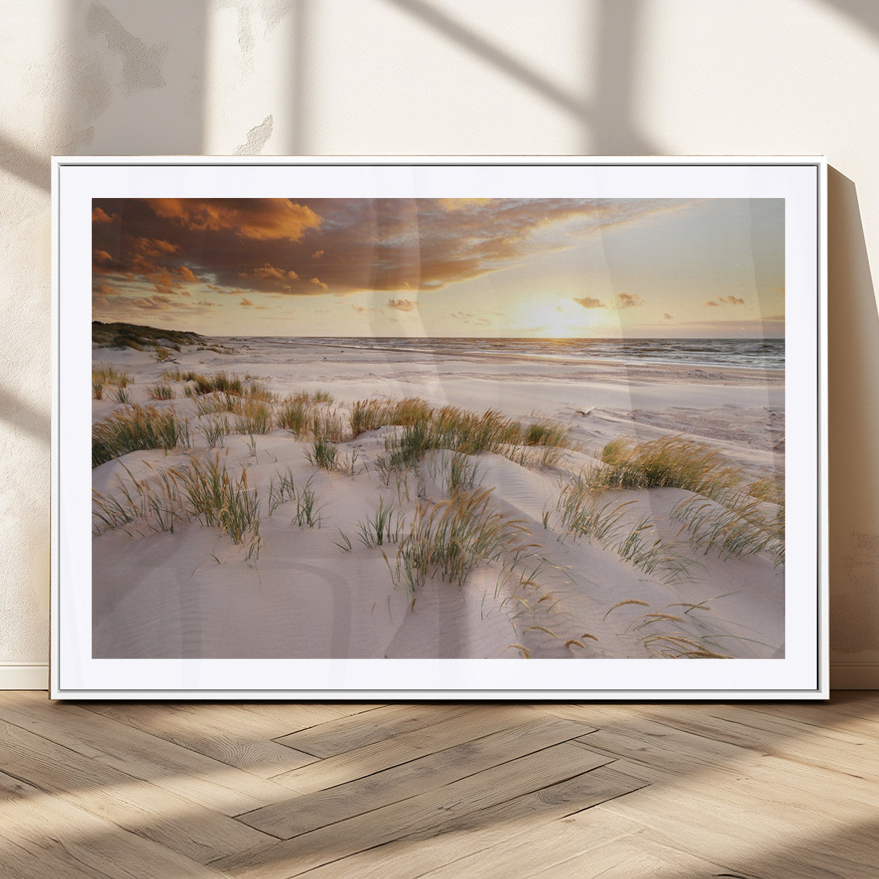 MGC-FP-36x24 - Flight Over Coastal Beach Landscape, Flight Over Coastal Beach Print Canvas Wall Art