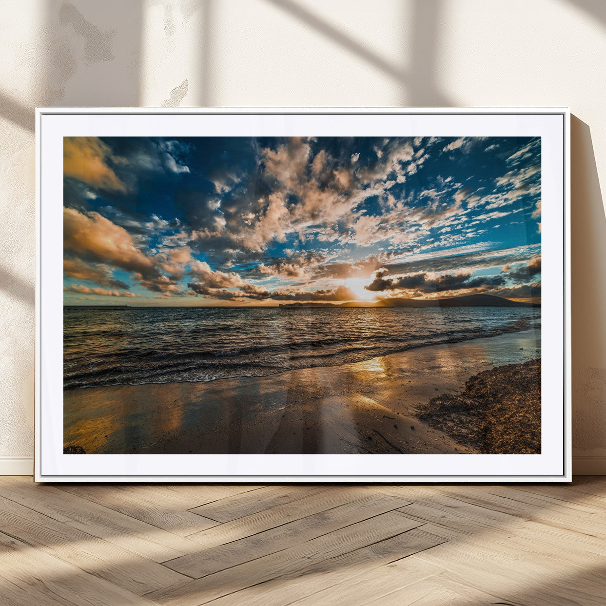 MGC-FP-36x24 - Beach Wall Art - Stunning Ocean Sunset Canvas Print with Coastal Design for Elegant and Relaxing