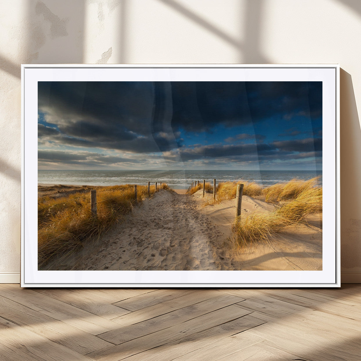 MGC-FP-36x24 - Ocean Beach Dark Clouds Wall Art Canvas Print