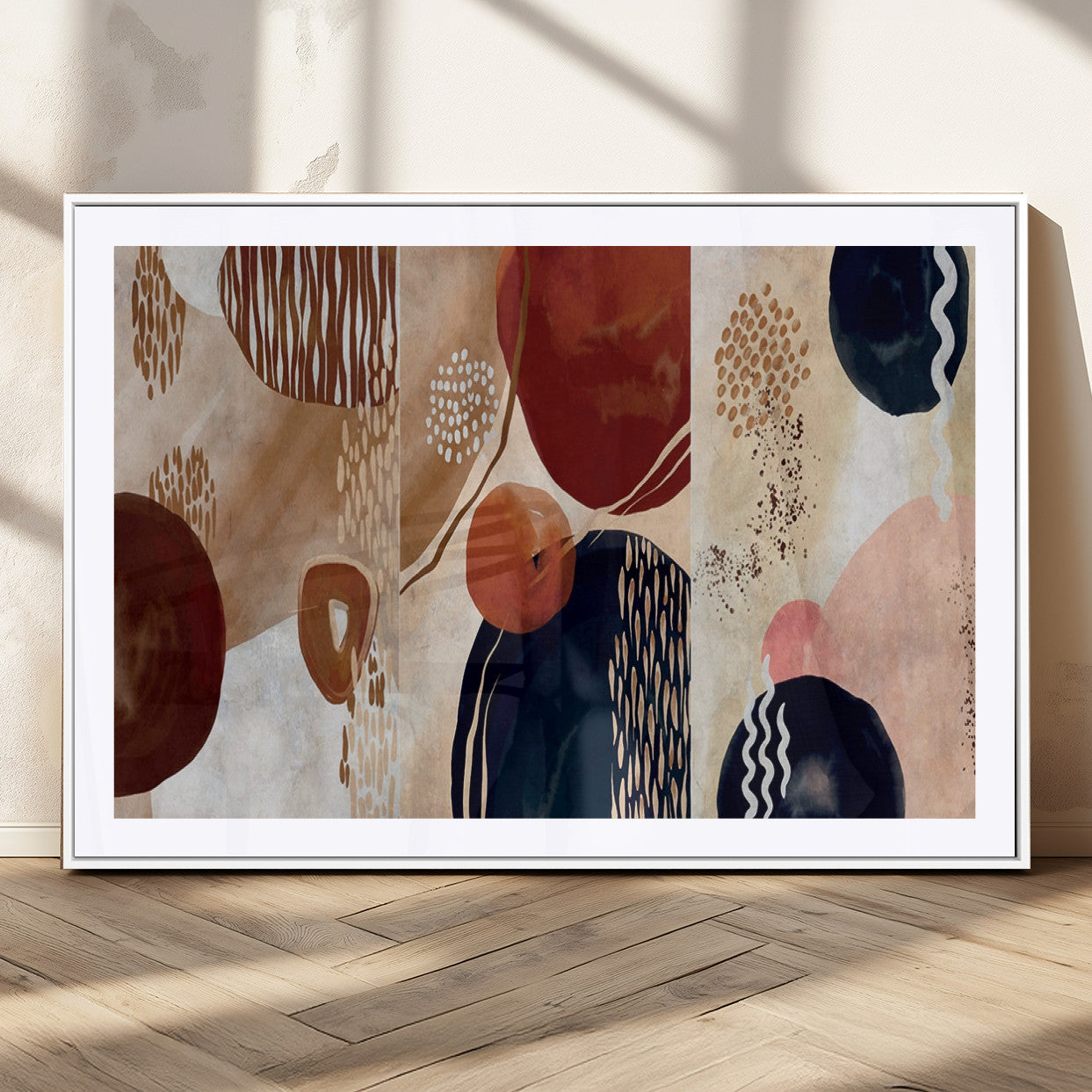 MGC-FP-36x24 - Boho Wall Art Canvas Print Set Mid-Century Prints Bohemian Wall Artwork Prints Boho Neutral