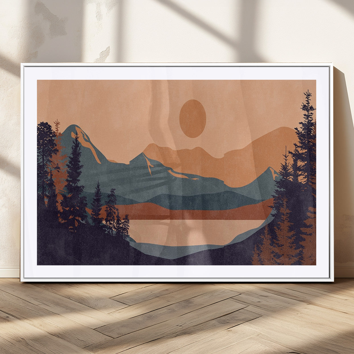MGC-FP-36x24 - Modern Boho Sunset Canvas Print, Mountain Landscape Triptych – Giclée Canvas Art Print for Living