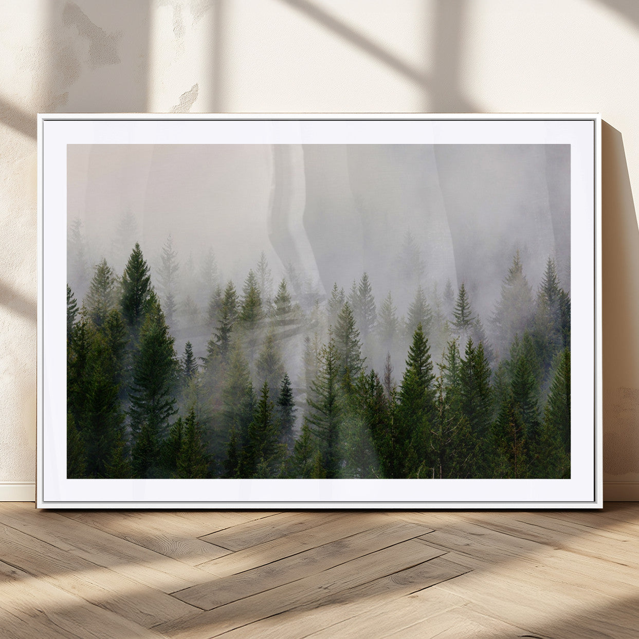 MGC-FP-36x24 - Forest Wall Art Canvas Print | Foggy Forest Wall Art | Pine Wood Forest Print
