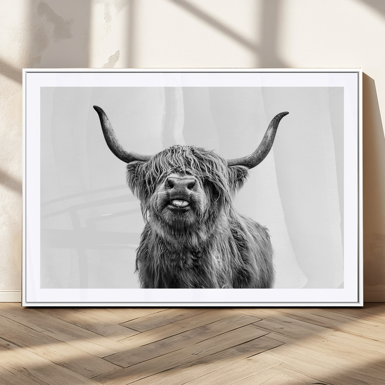 MGC-FP-36x24 - Fanny Scottish Highland Cow Cattle Art Print Farmhouse Wall Art Canvas Print