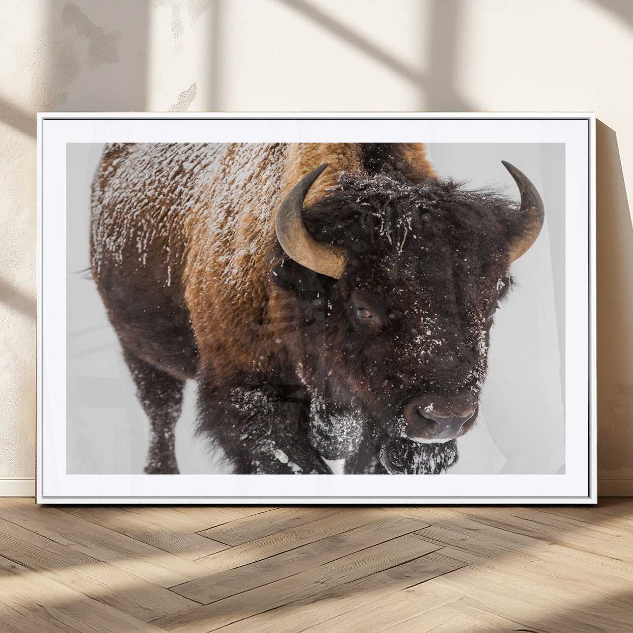 MGC-FP-36x24 - Bison Wall Art Canvas Print For Farmhouse, Wild Animal Wall Art, Framed Wild Bison Wall Art