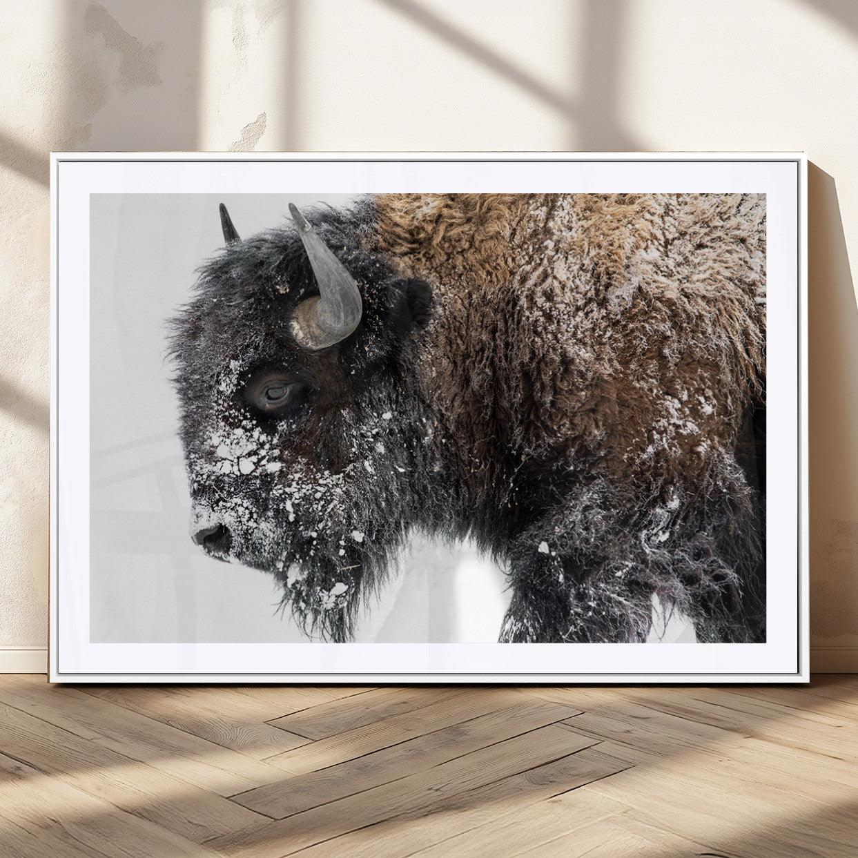 MGC-FP-36x24 - American Bison Wall Art Print | Buffalo Canvas Wall Art |  Framed and Ready to Hang Bison Print for Living Room or Office