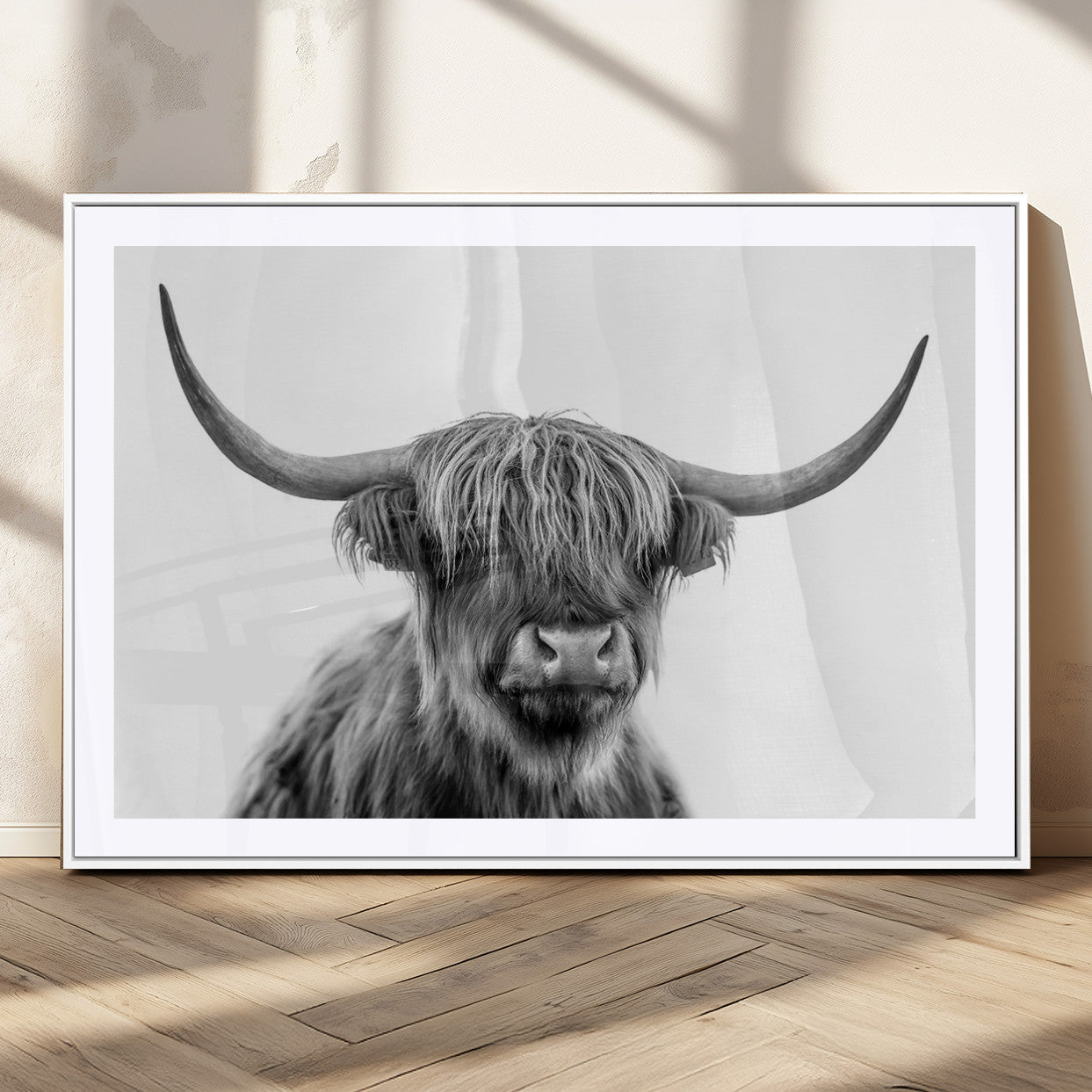 MGC-FP-36x24 - Scottish Highland Cow Cattle Art Print Wall Art Canvas Print for Farmhouse Decor, Framed Scottish
