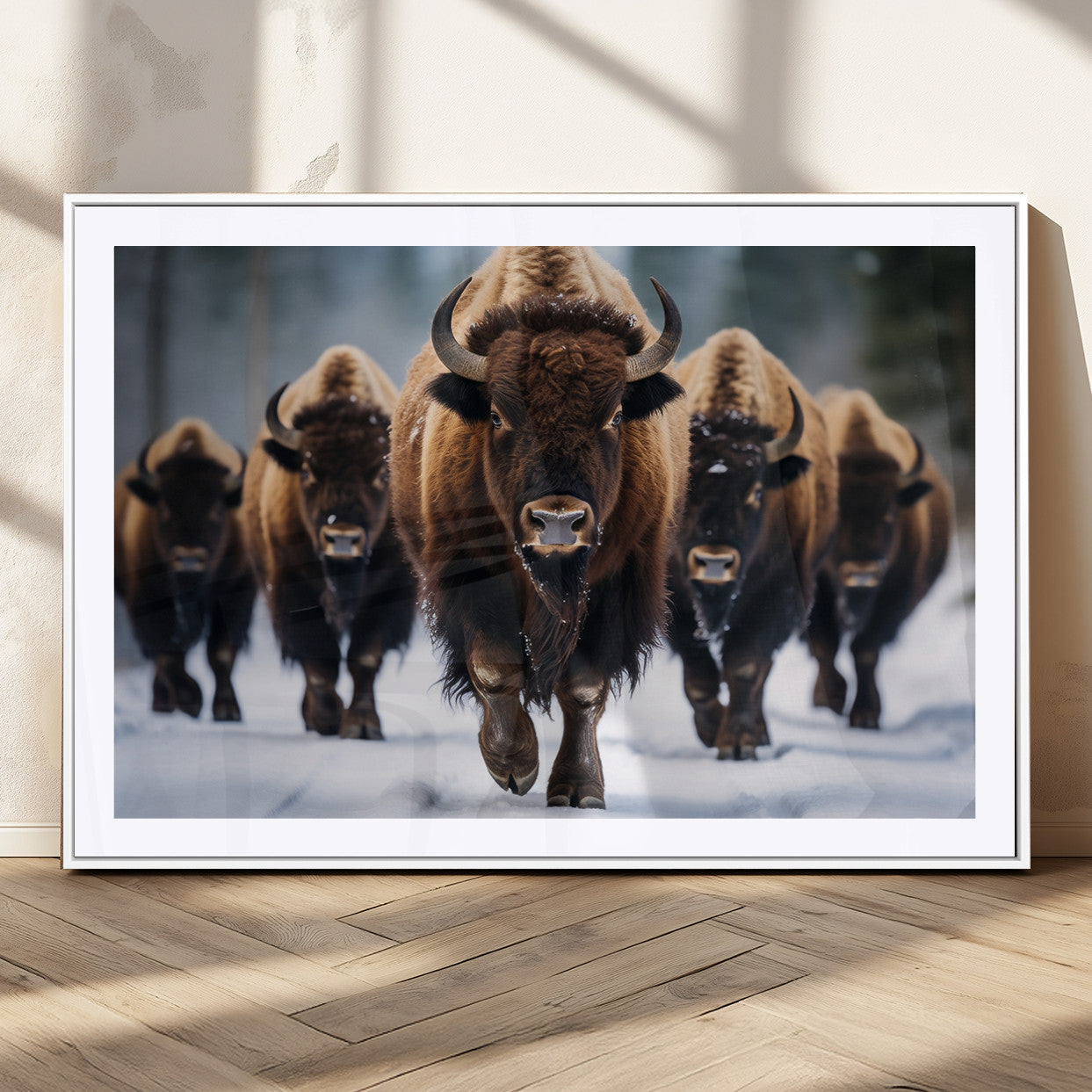 MGC-FP-36x24 - Buffalo Wall Art Canvas Print, American Bison Herd Wall Art Canvas Print - Bison Canvas Print