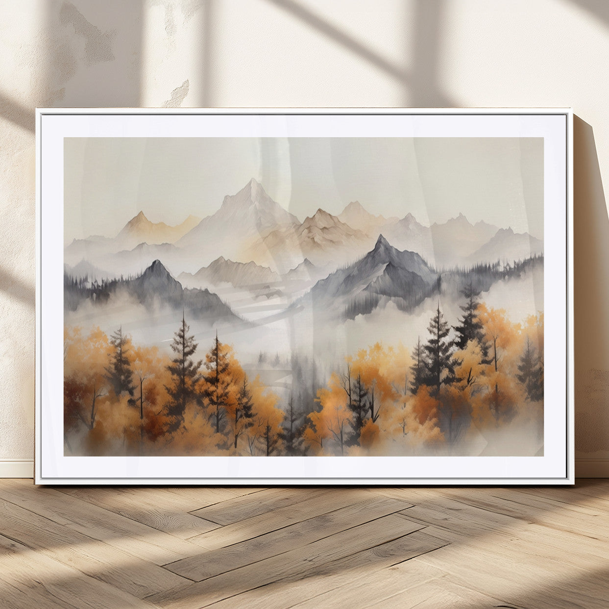 MGC-FP-36x24 - Abstract Mountain Wall Art | Misty Mountain Forest and Mountains Canvas Print for Living Room,