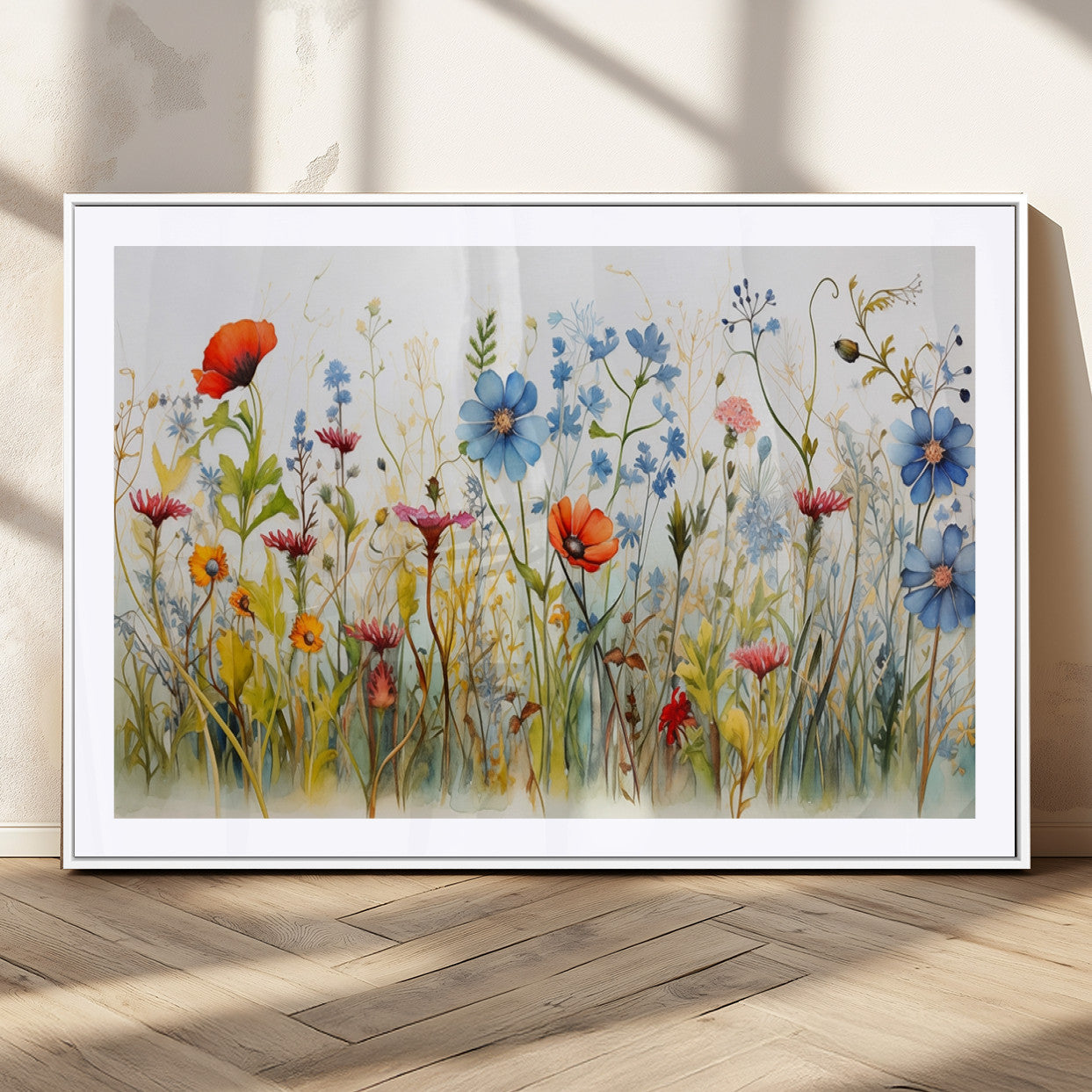 MGC-FP-36x24 - Colorful Wildflower Canvas Wall Art - Vibrant Floral Botanical Print, Bright Nature Decor for Living