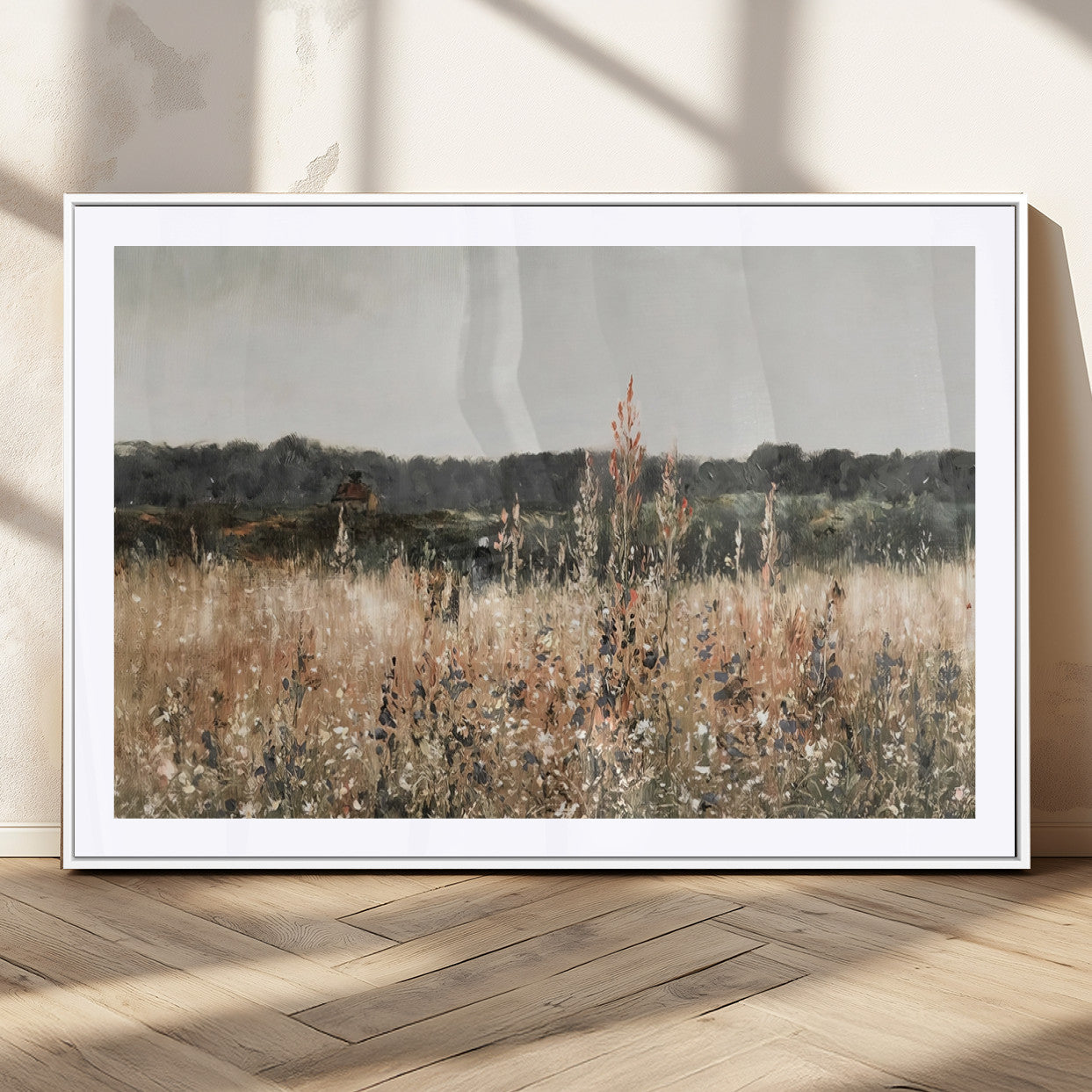 MGC-FP-36x24 - Abstract Wildflower Art Field Landscape Oil Painting Print, Country Field Wall Art - Framed Ready to Hang
