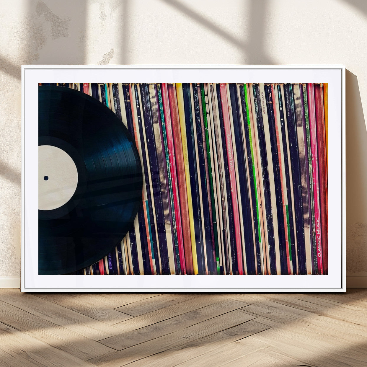 MGC-FP-36x24 - Vinyl Record and Album Collection Canvas Wall Art - Retro Music Decor, Vintage Vinyl, Vinyl Record