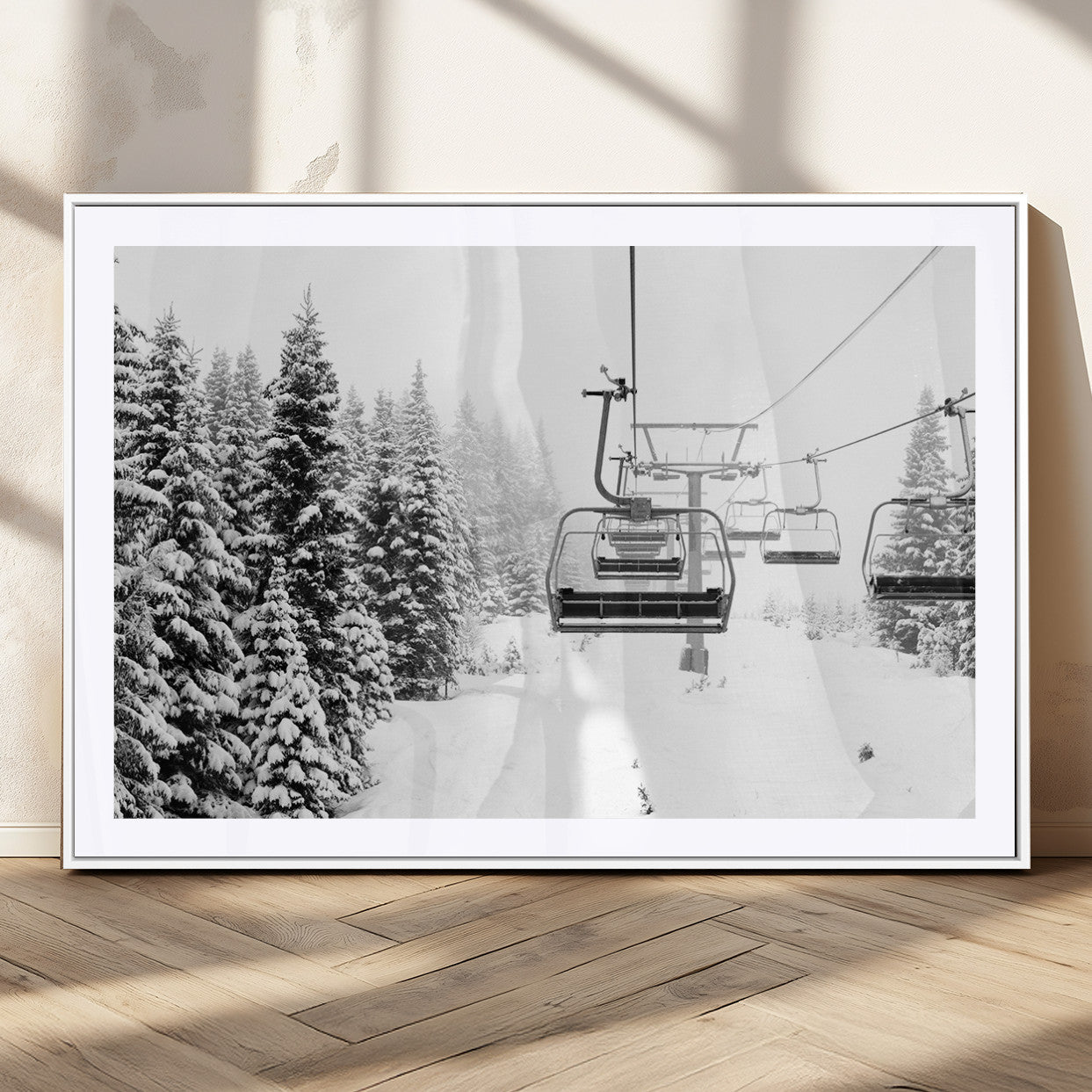 MGC-FP-36x24 - Ski Wall Art - Ski Lift Wall Art Canvas Print Snow Covered Spruce Trees Winter Wall Art Ski Skier