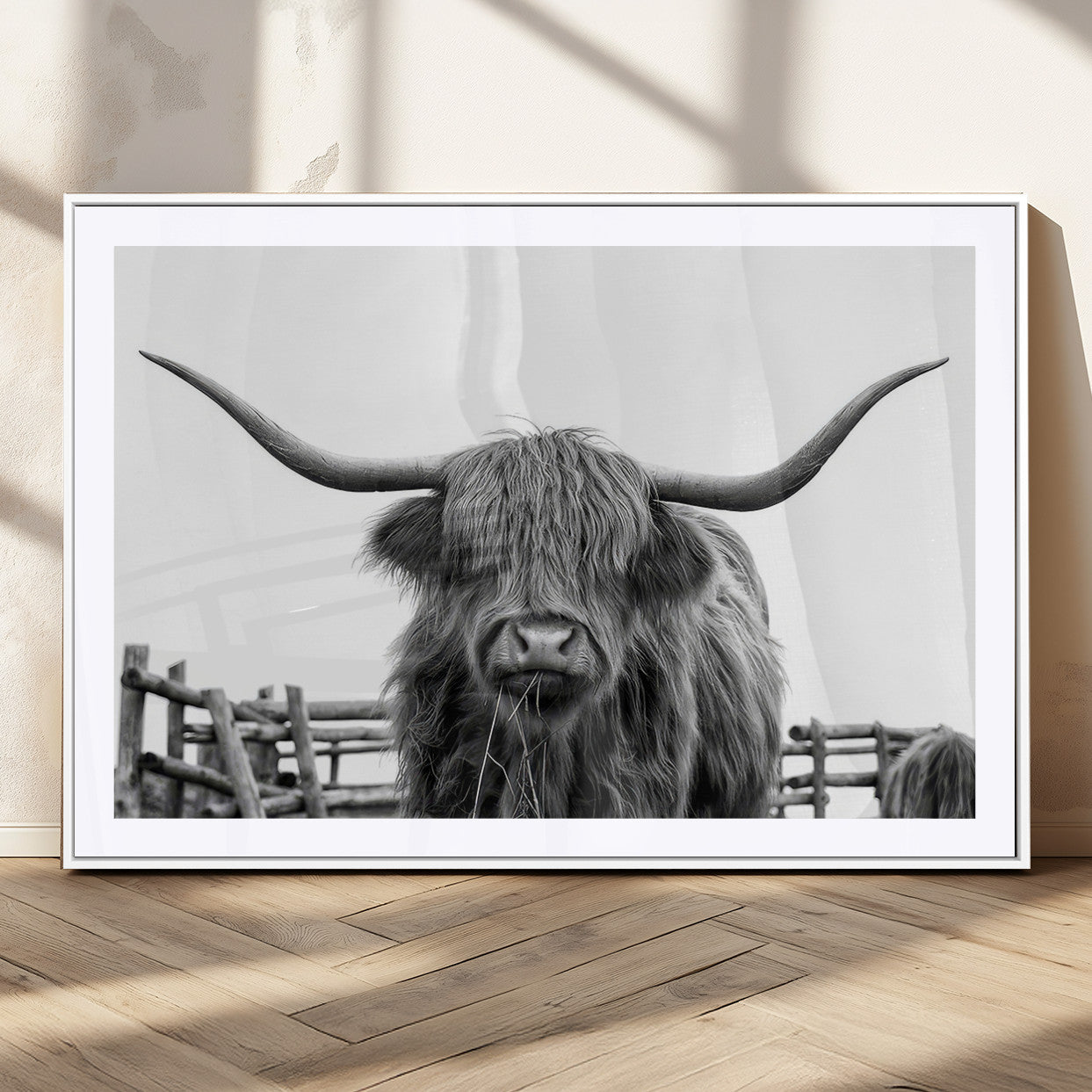 58188-MGC-FP-36x24_White-Longhorn Canvas Print, Bighorn Cow Wall Art Canvas Print