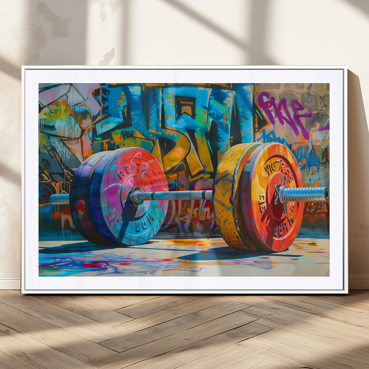 MGC-FP-36x24 - Fitness Gym Barbell Graffiti Wall Art Canvas Print