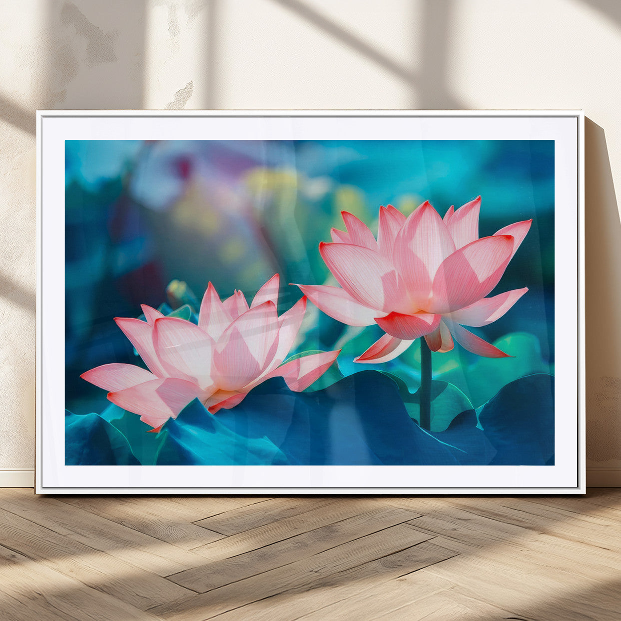 MGC-FP-36x24 - Pink Lotus Flower Canvas Wall Art | Vibrant Floral Wall Decor for Living Room, Office, or Bedroom |