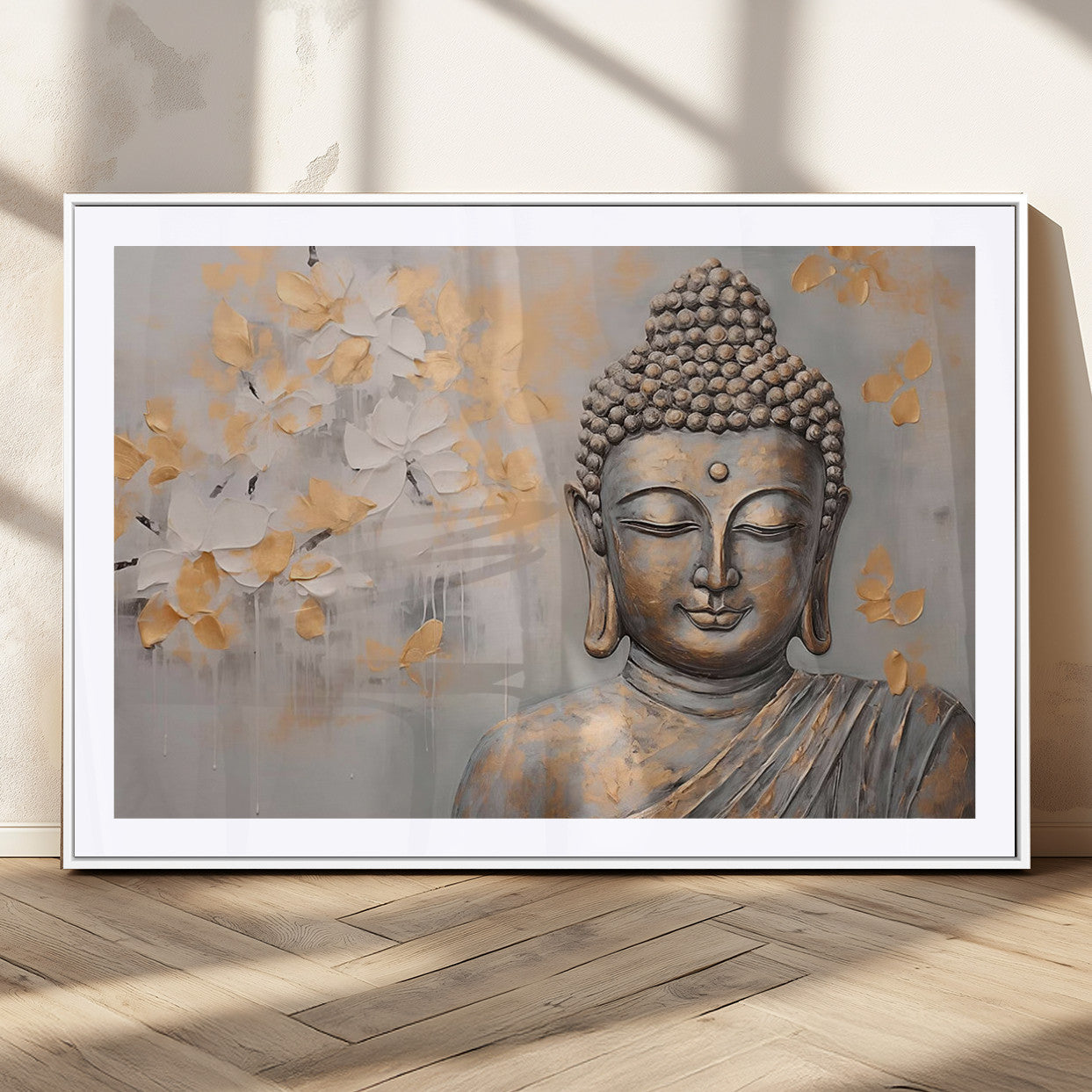MGC-FP-36x24 - Abstract Buddha Statue Wall Art Canvas Print - Modern Meditation Decor for Living Room, Office, Yoga