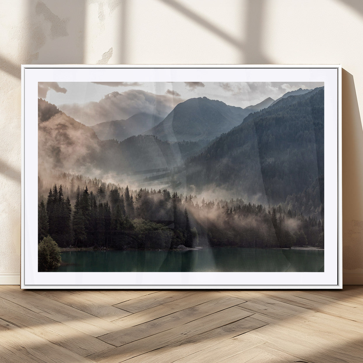 MGC-FP-36x24 - Foggy Mountain Canvas Print Forest Wall Art