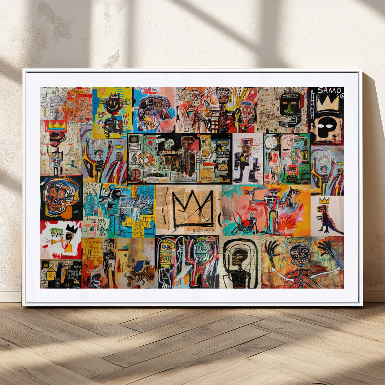 MGC-FP-36x24 - Abstract Art Collage Wall Art Canvas Print – Framed, Ready to Hang, Urban Graffiti Style