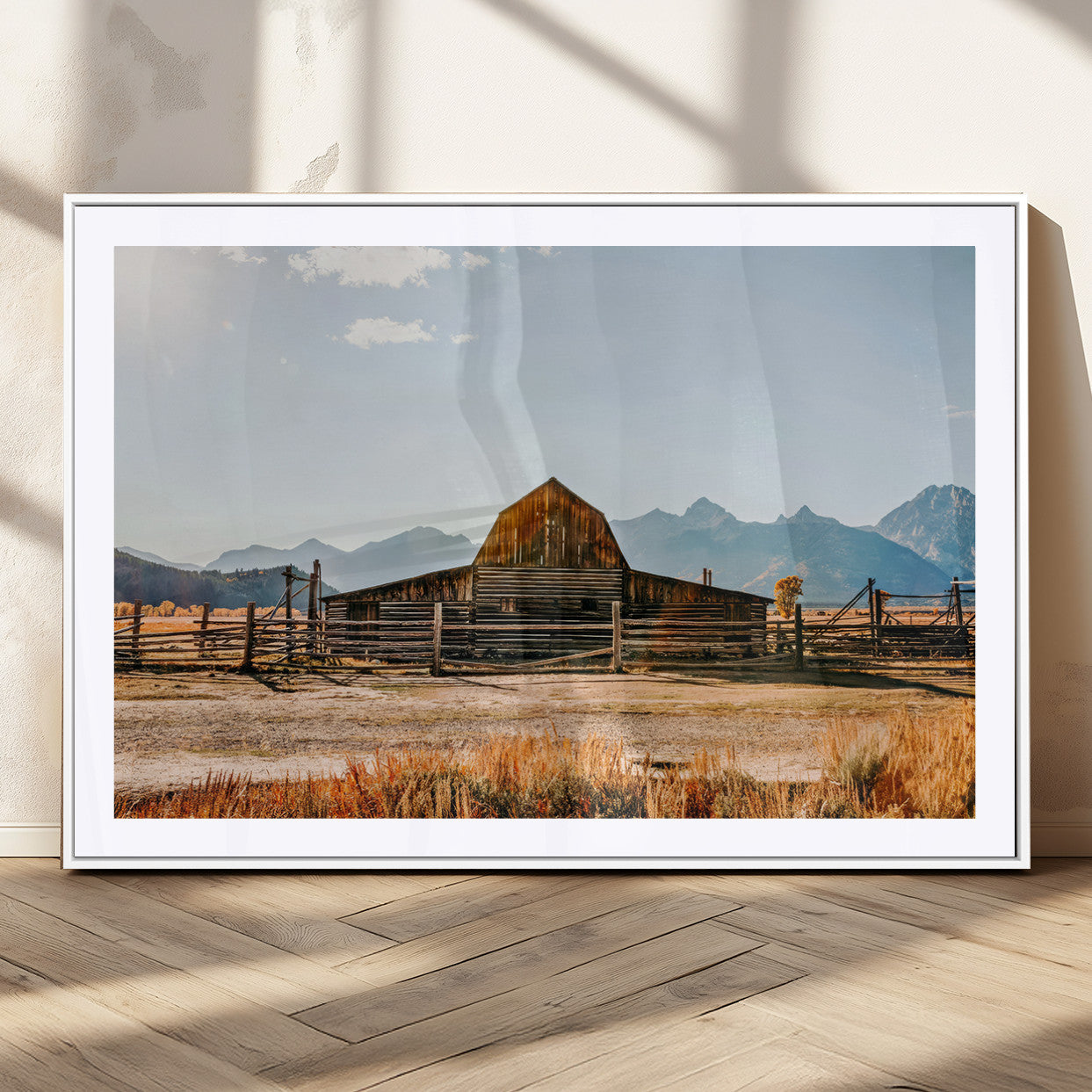 MGC-FP-36x24 - Vintage Old Barn Field Wall Art Canvas Print for Farmhouse Decor - Rustic Barn Wall Art Canvas Print