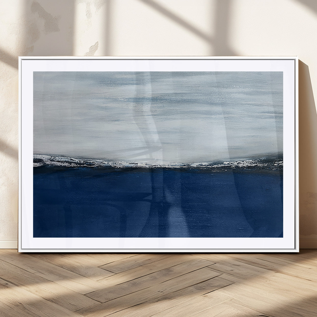 62197-MGC-FP-36x24_White-Navy Blue Abstract Wall Art Canvas Print