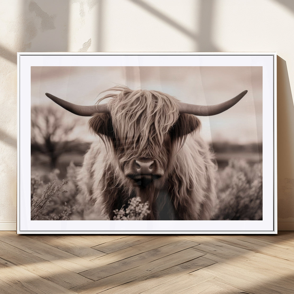 MGC-FP-36x24 - Scottish Cow Longhorn Wall Art Canvas Print