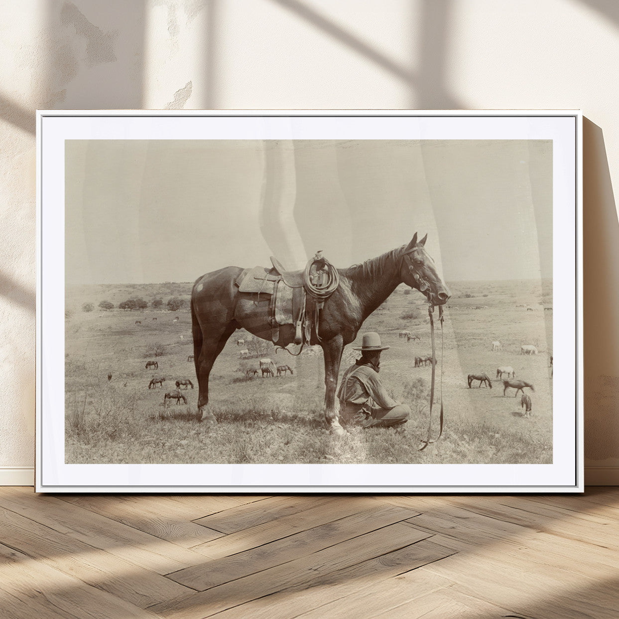 MGC-FP-36x24 - Cowboy Wall Art - Western Horse Canvas Print - Vintage Western Wall Art Canvas Print, Ready to Hang